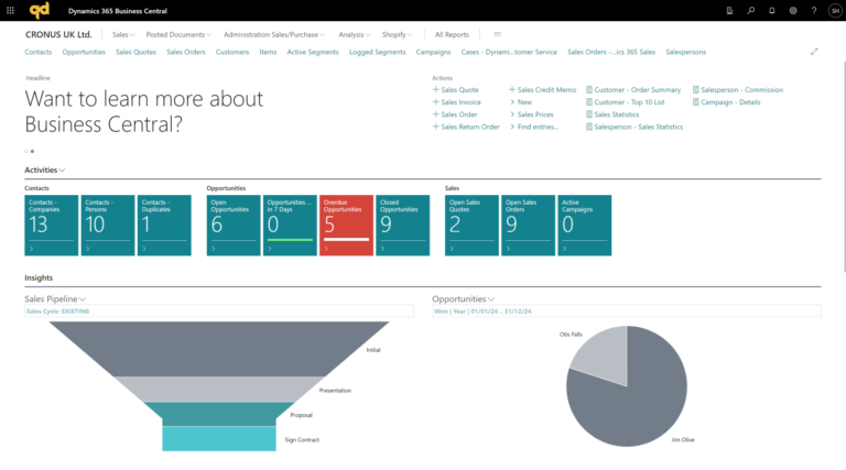 Business Central role center sales pipeline