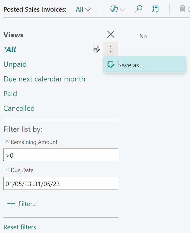 Business Central Date Filters and Saved Views